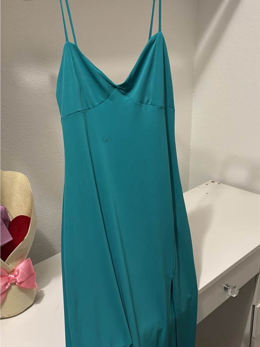 Spaghetti-Strap Maxi Dress in Teal